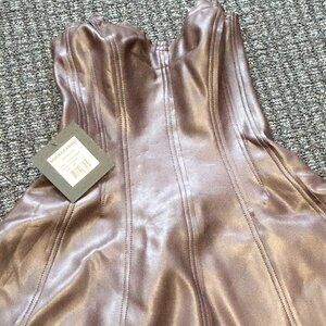 Norma Kamali Faux Leather Corset Flare Dress - NWT